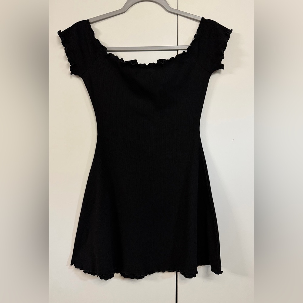 MAJORELLE Black Ribbed Ruffle-Trim Mini Dress - Picture 5 of 6